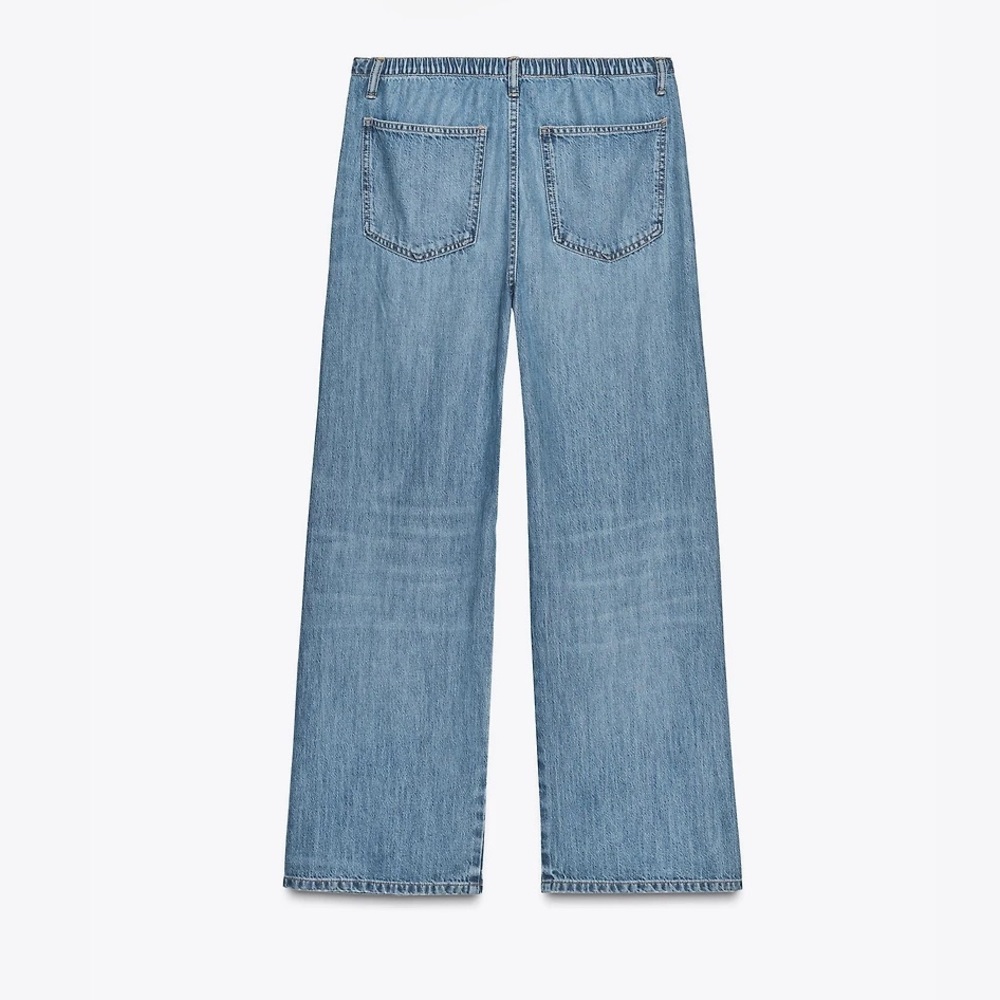 Zara Light Blue Wide-Leg Jeans with Drawstring Waist - Picture 4 of 6